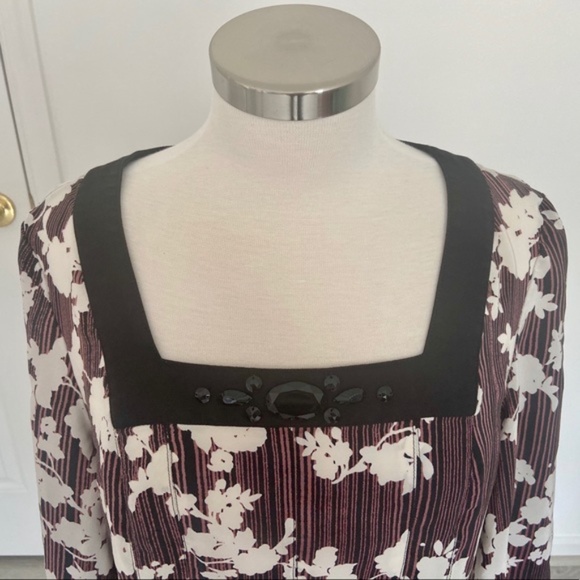 Nine West Purple Floral Blouse, Medium - Picture 3 of 5